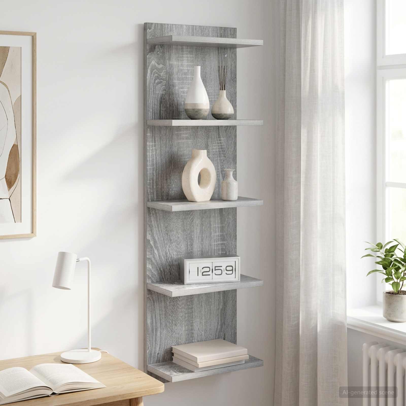 Wandplank Grijs Sonoma 30 x 15 x 100 cm Bewerkt hout
