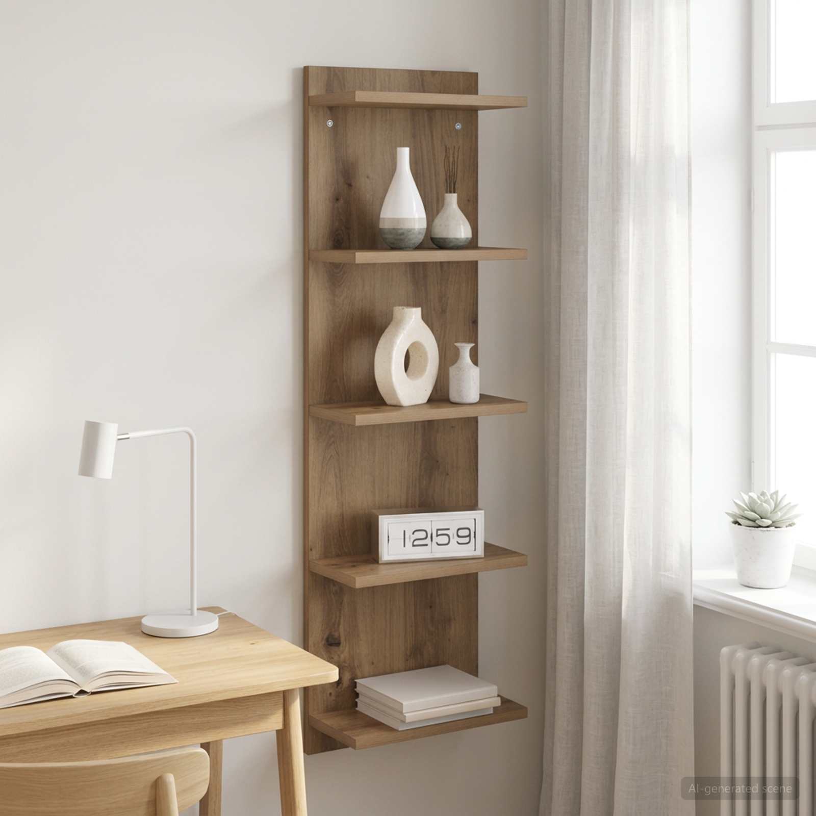 Wandplank Artisanaal eiken 30 x 15 x 100 cm Bewerkt hout