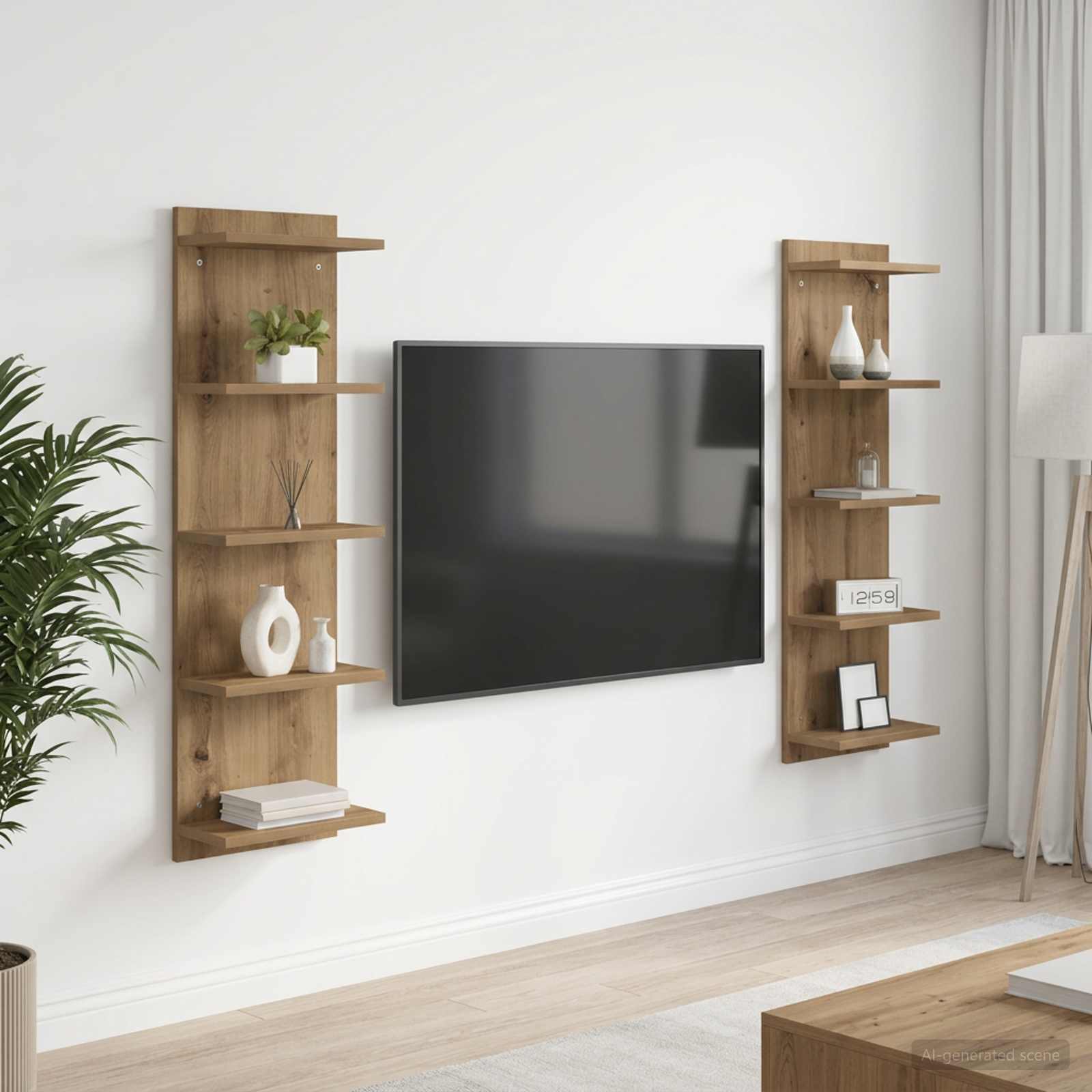 Wandplank 2 pcs Artisanaal eiken 30 x 15 x 100 cm Bewerkt hout