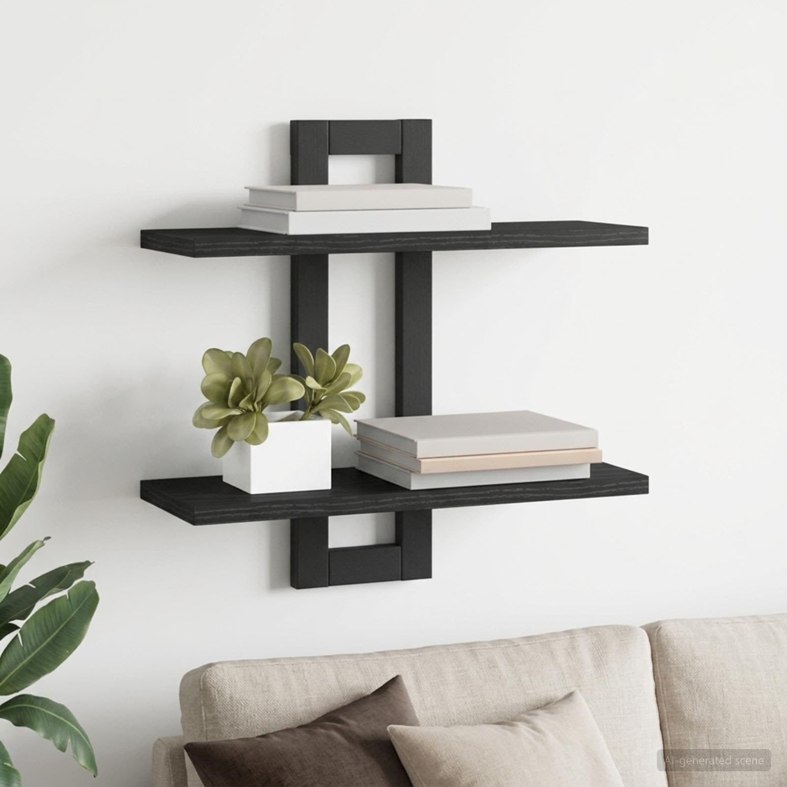 Zwevende schappen Zwart eiken 40 x 15 x 40 cm Bewerkt hout