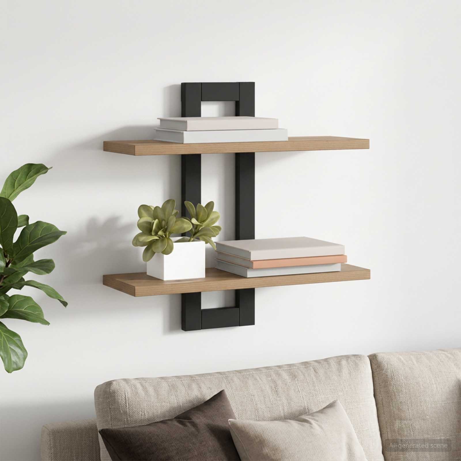 Zwevende schappen Artisanaal eiken 40 x 15 x 40 cm Bewerkt hout