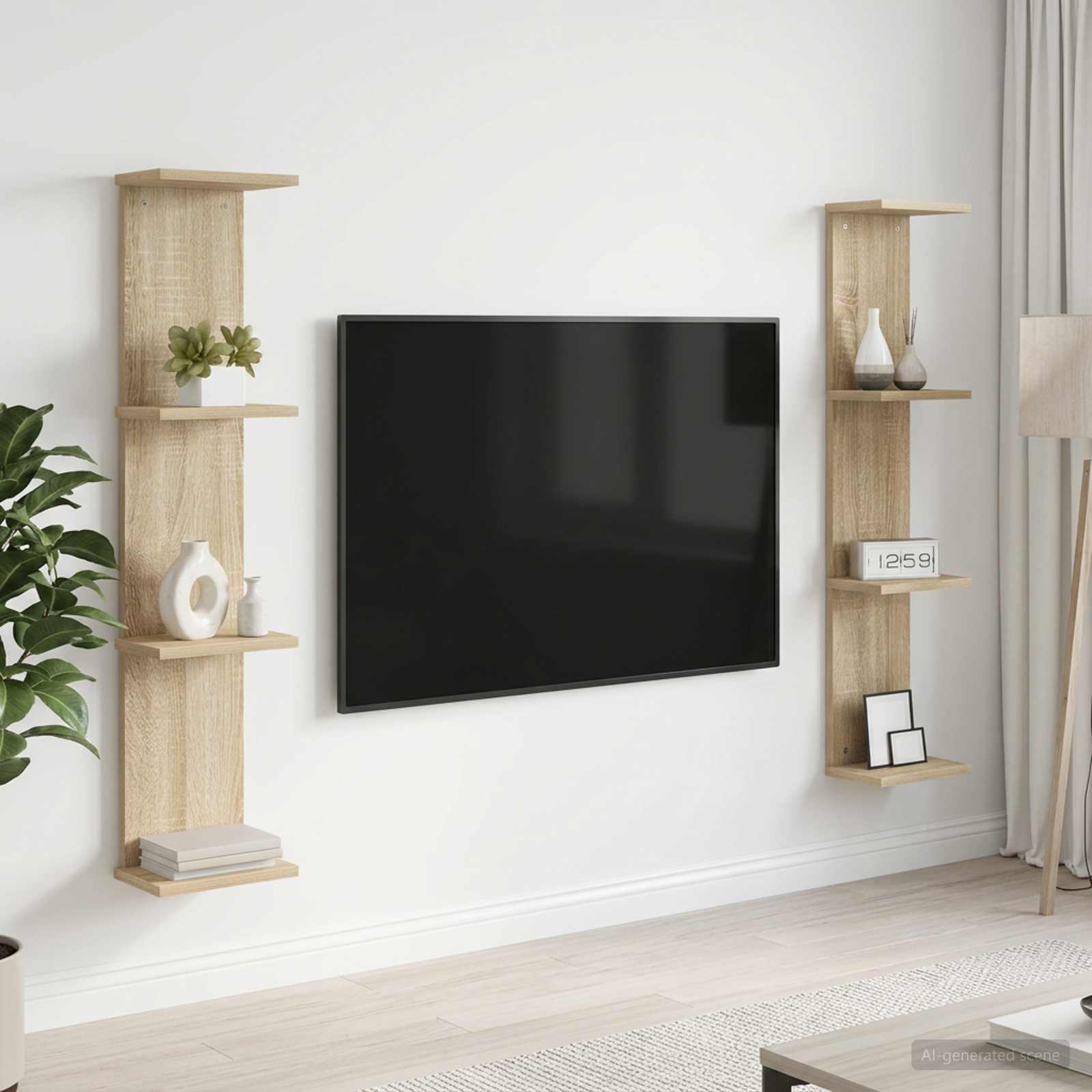 Wandplank 2 pcs Sonoma Eiken 22 x 15 x 100 cm Bewerkt hout
