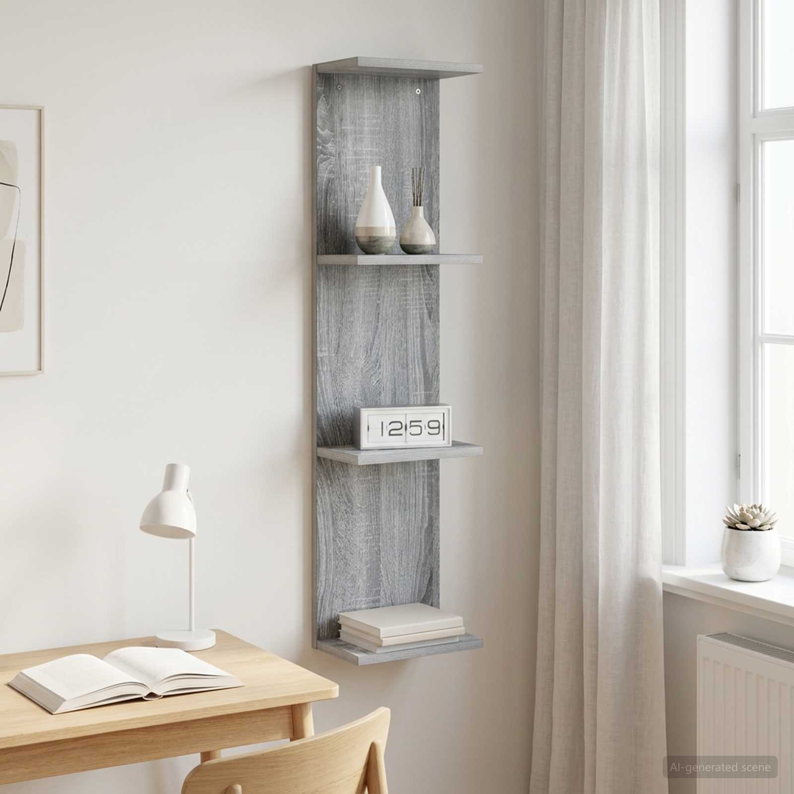 Wandplank Grijs Sonoma 22 x 15 x 100 cm Bewerkt hout