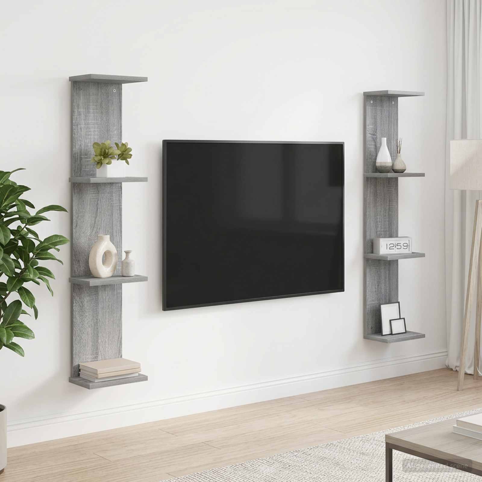 Wandplank 2 pcs Grijs Sonoma 22 x 15 x 100 cm Bewerkt hout