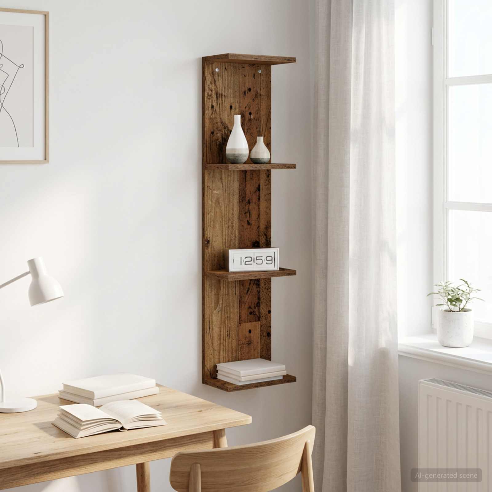 Wandplank Oud hout 22 x 15 x 100 cm Bewerkt hout