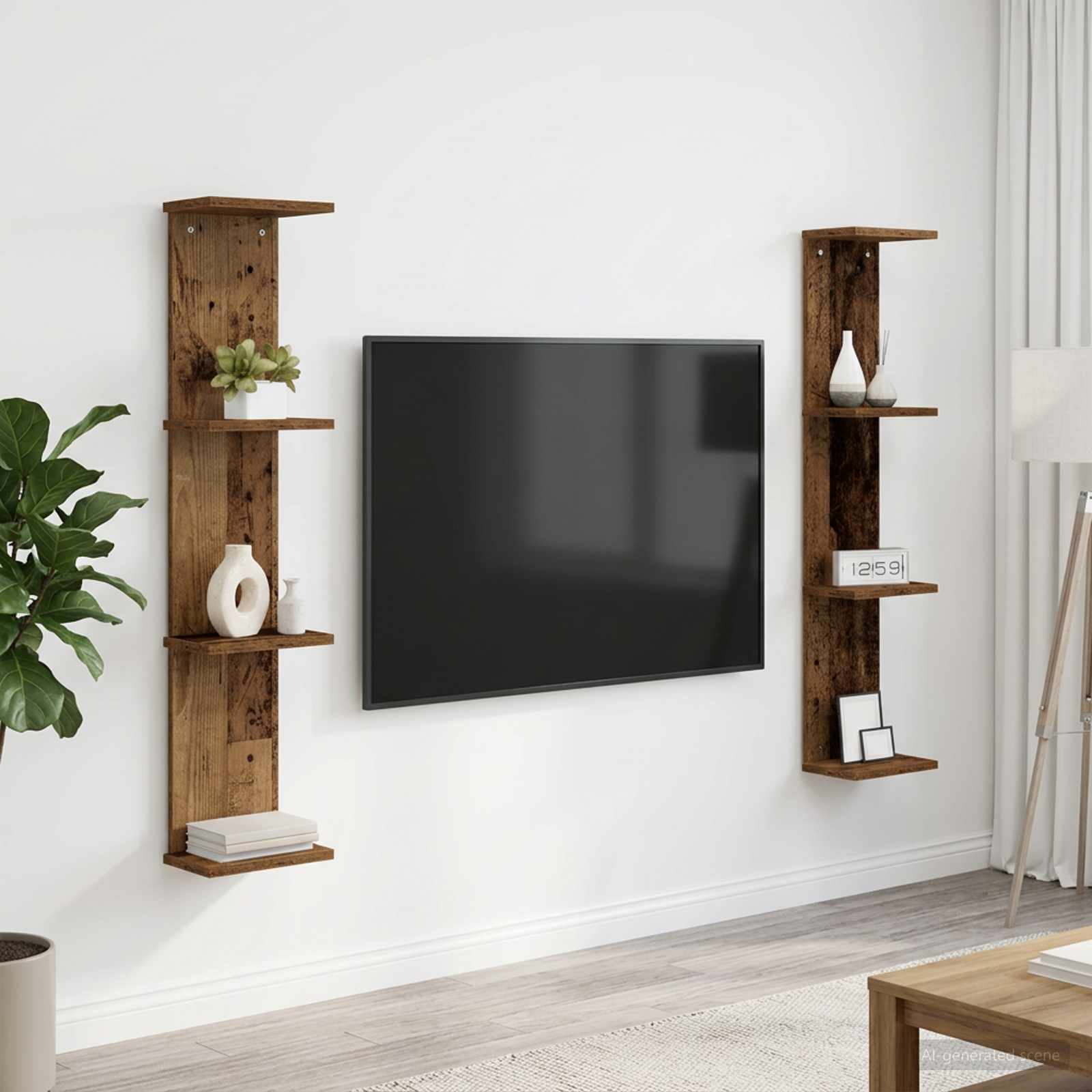 Wandplank 2 pcs Oud hout 22 x 15 x 100 cm Bewerkt hout