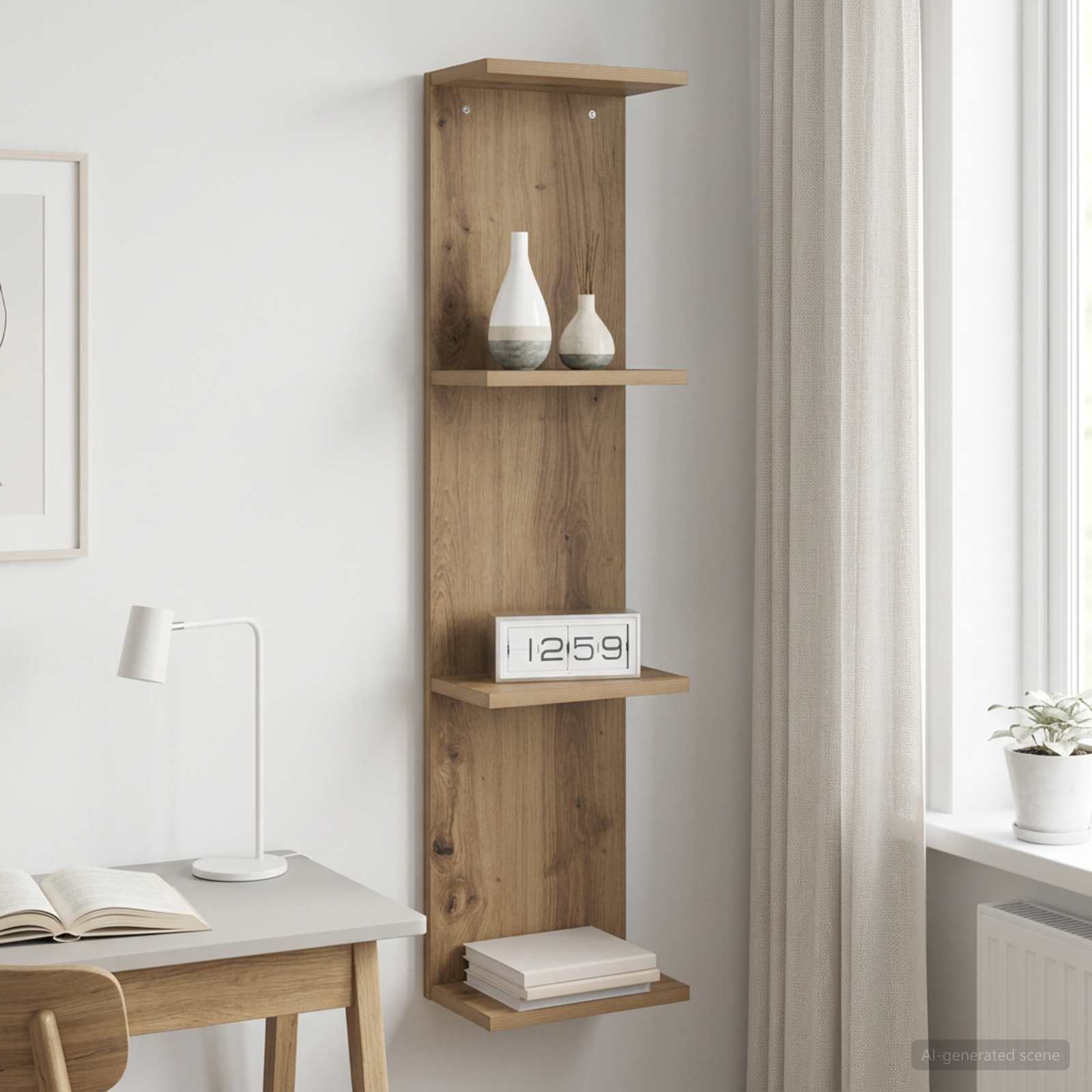 Wandplank Artisanaal eiken 22 x 15 x 100 cm Bewerkt hout