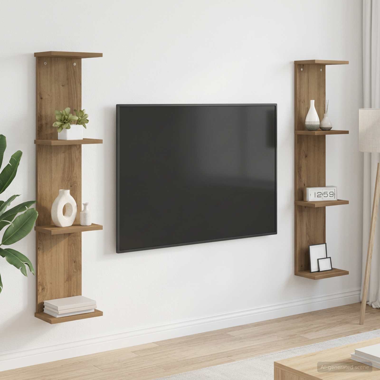 Wandplank 2 pcs Artisanaal eiken 22 x 15 x 100 cm Bewerkt hout