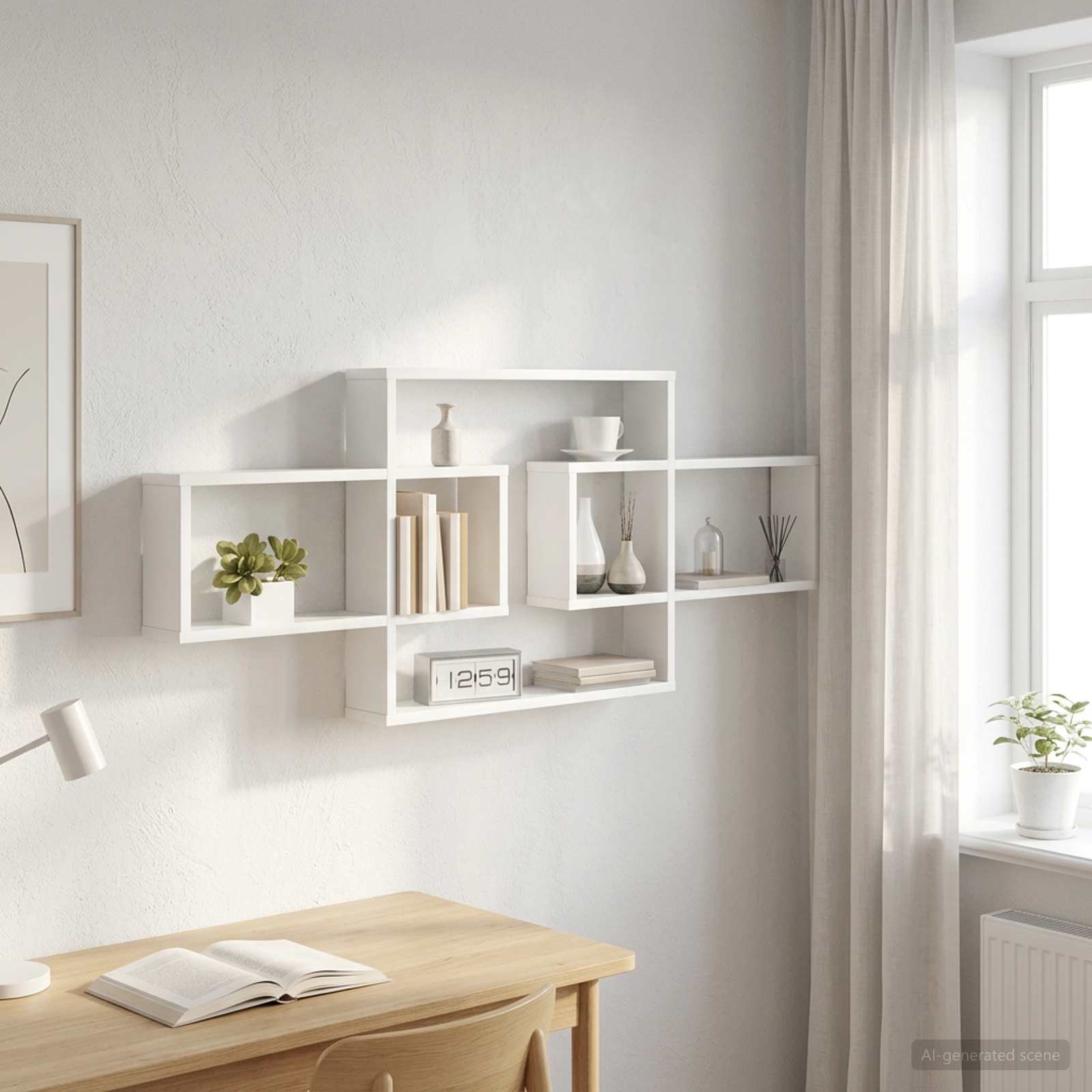 Wandplank Wit 130 x 10 x 50 cm Bewerkt hout