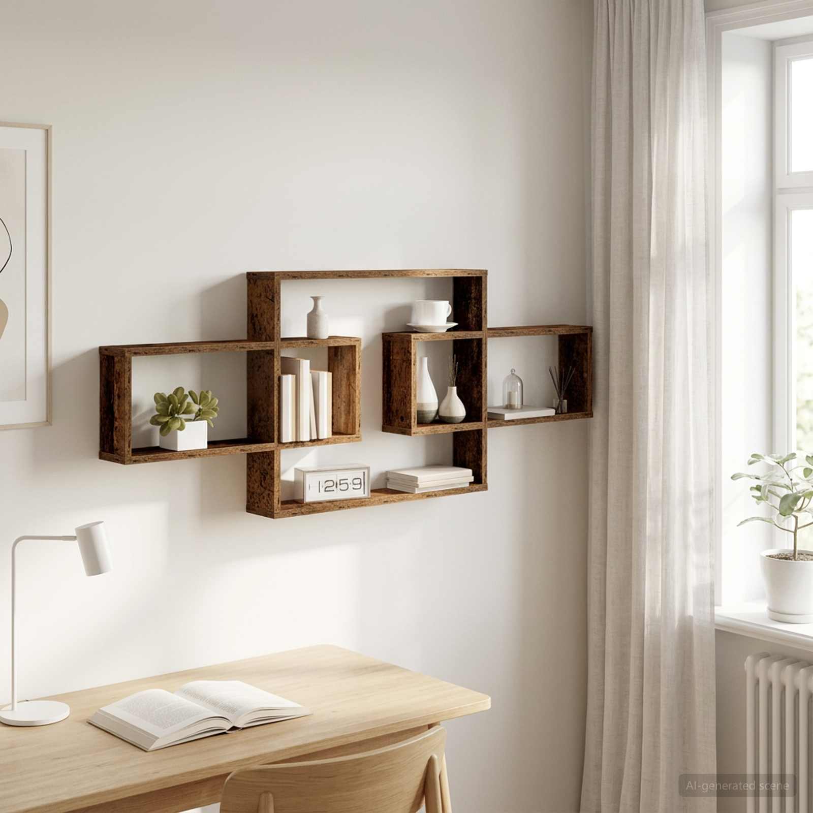 Wandplank Oud hout 130 x 10 x 50 cm Bewerkt hout