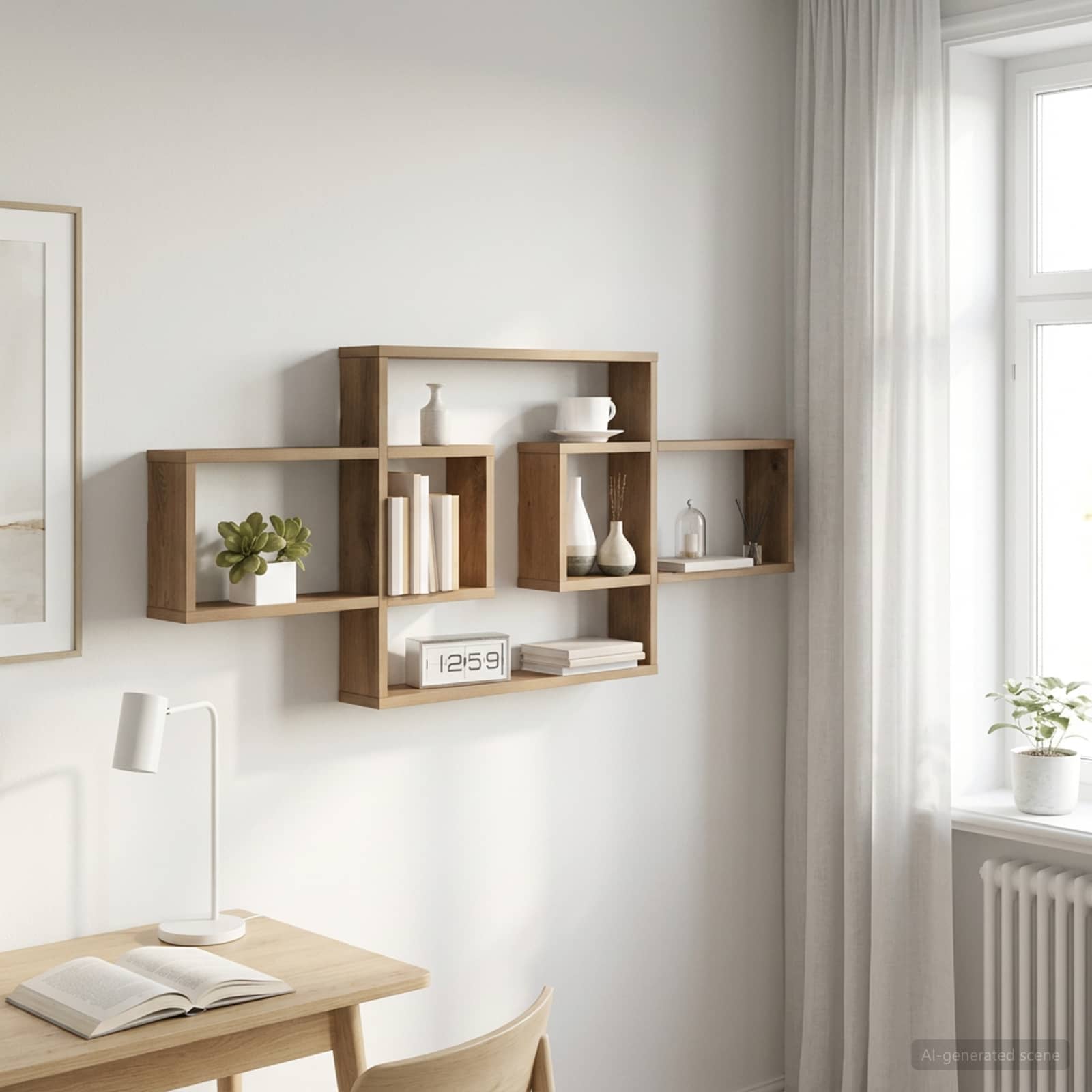 Wandplank Artisanaal eiken 130 x 10 x 50 cm Bewerkt hout