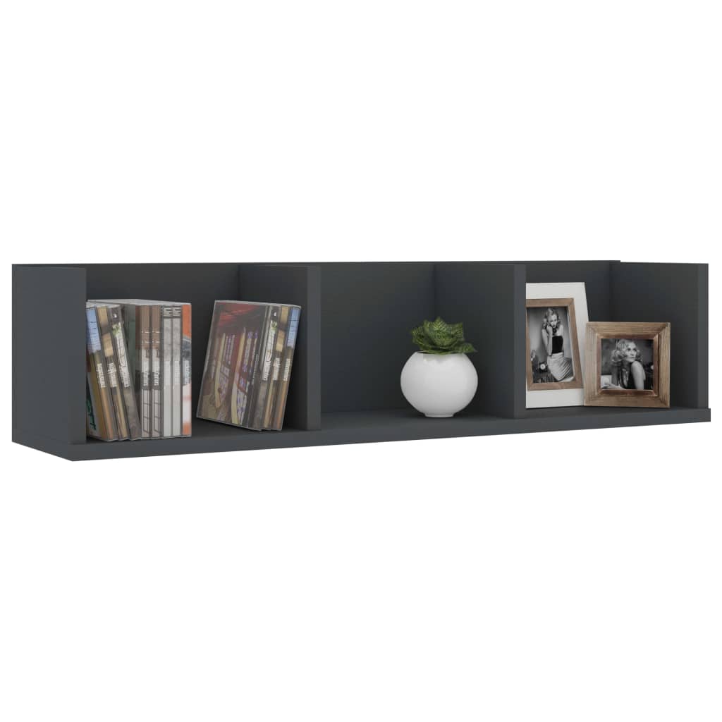 Cd-wandschap 75x18x18 cm bewerkt hout grijs – afbeelding 3