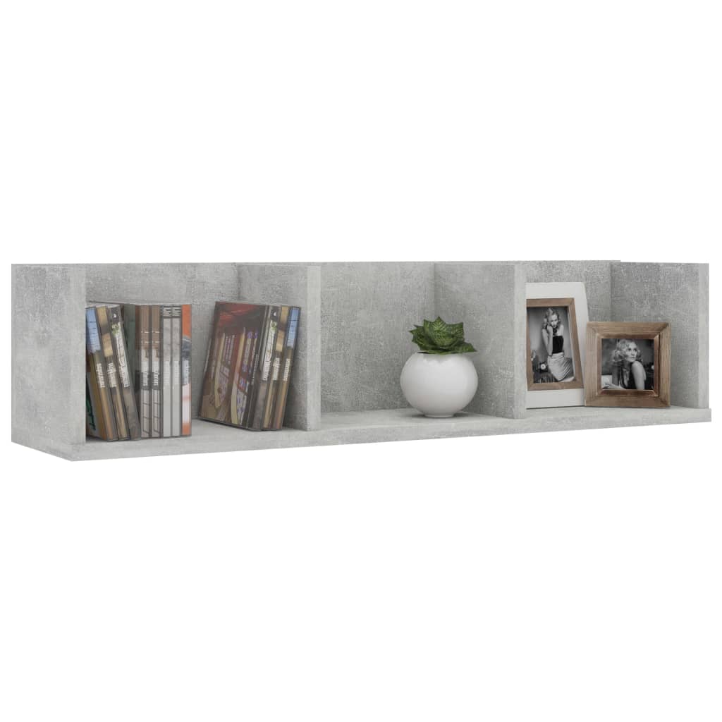 Cd-wandschap 75x18x18 cm bewerkt hout betongrijs – afbeelding 3