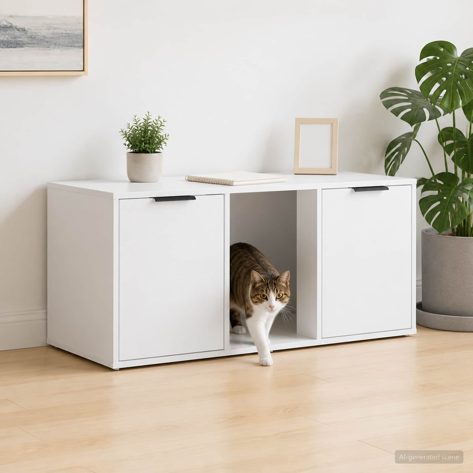 Kattenkrat meubel Wit 100 x 49 x 45 cm Bewerkt hout