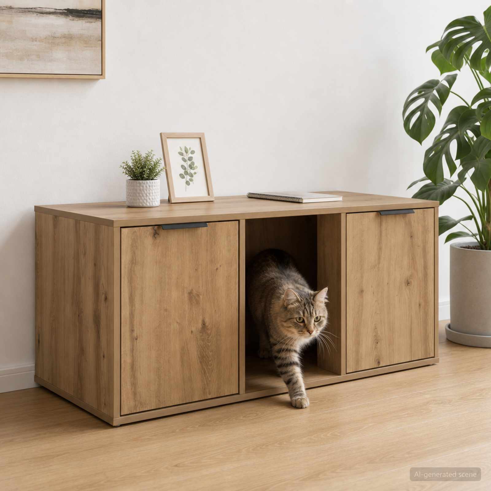 Kattenkrat meubel Artisanaal eiken 100 x 49 x 45 cm