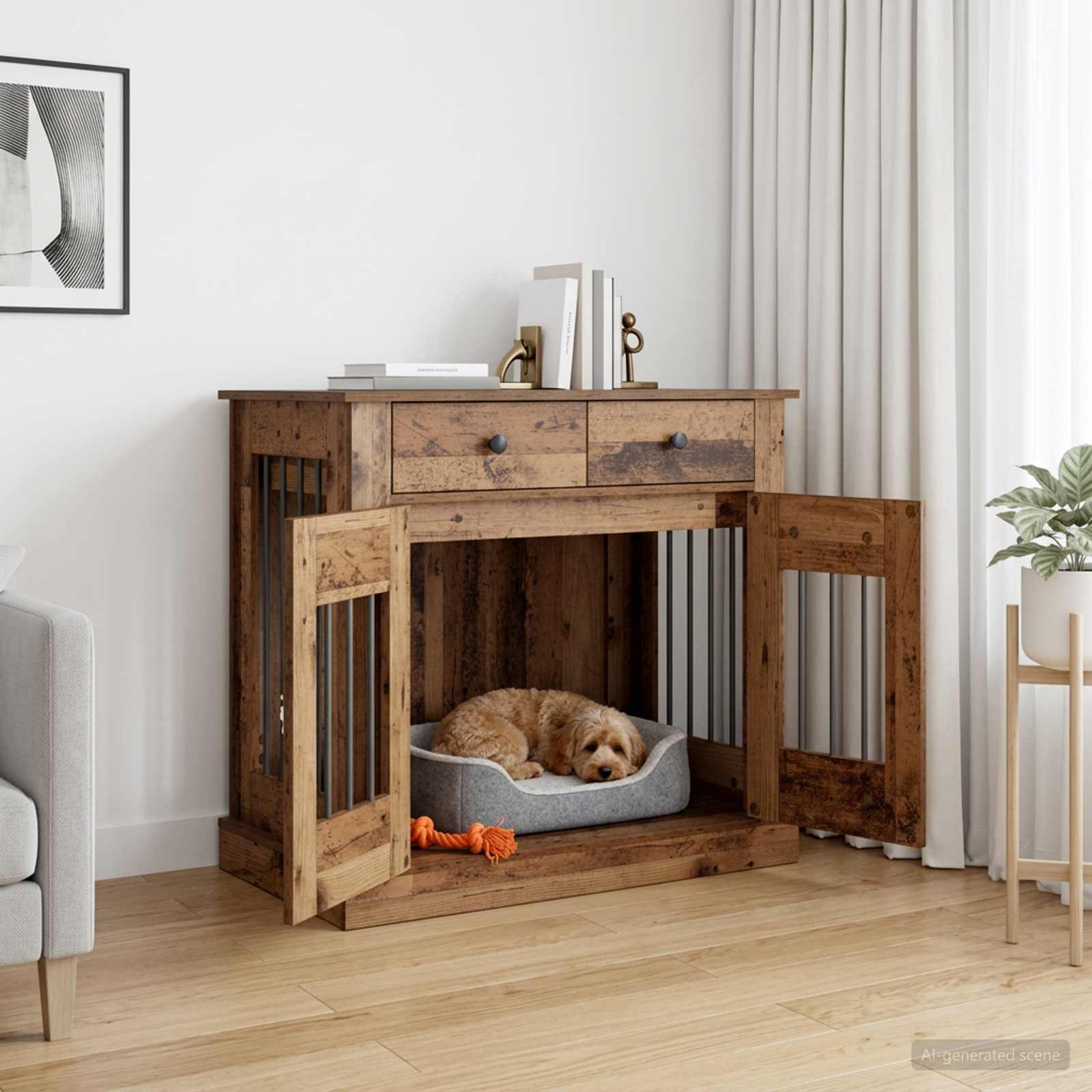 Hond Bench Meubel Oud hout 90 x 47,5 x 80 cm Bewerkt hout