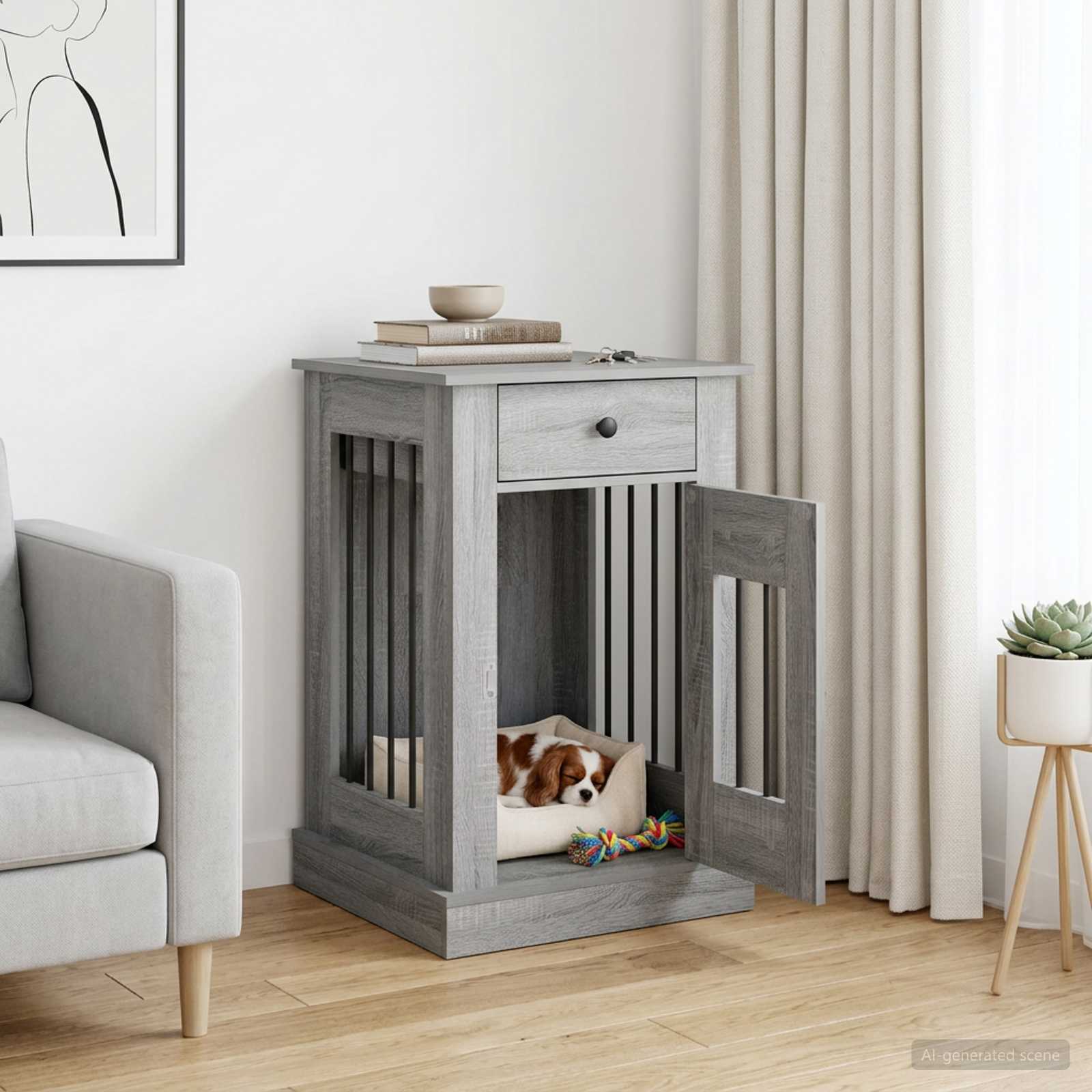 Hond Bench Meubel Grijs Sonoma 50 x 47,5 x 80 cm Bewerkt hout
