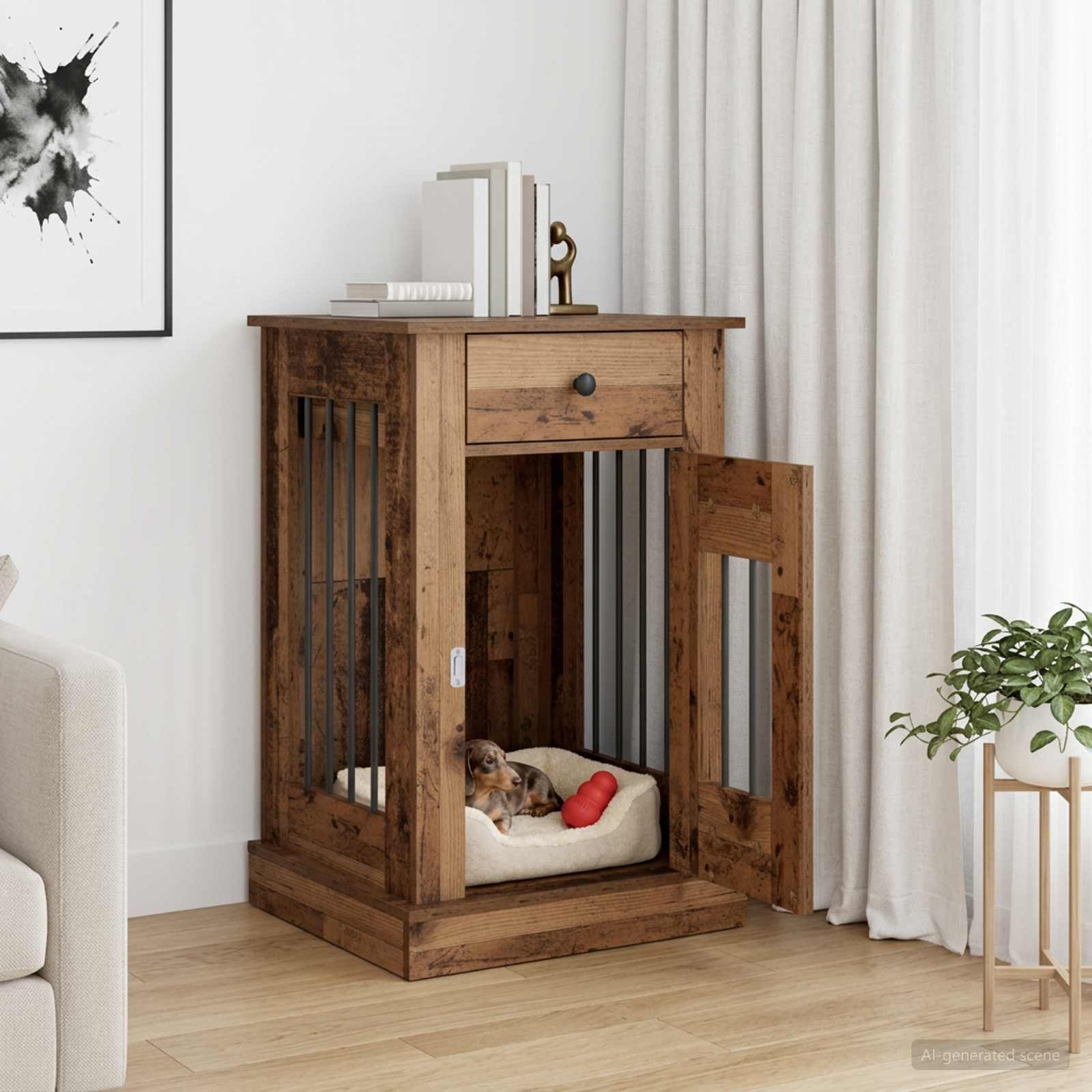 Hond Bench Meubel Oud hout 50 x 47,5 x 80 cm Bewerkt hout
