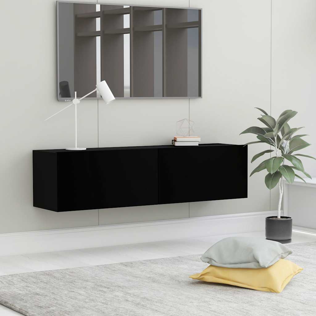 Tv-meubel 120x30x30 cm bewerkt hout zwart – afbeelding 1