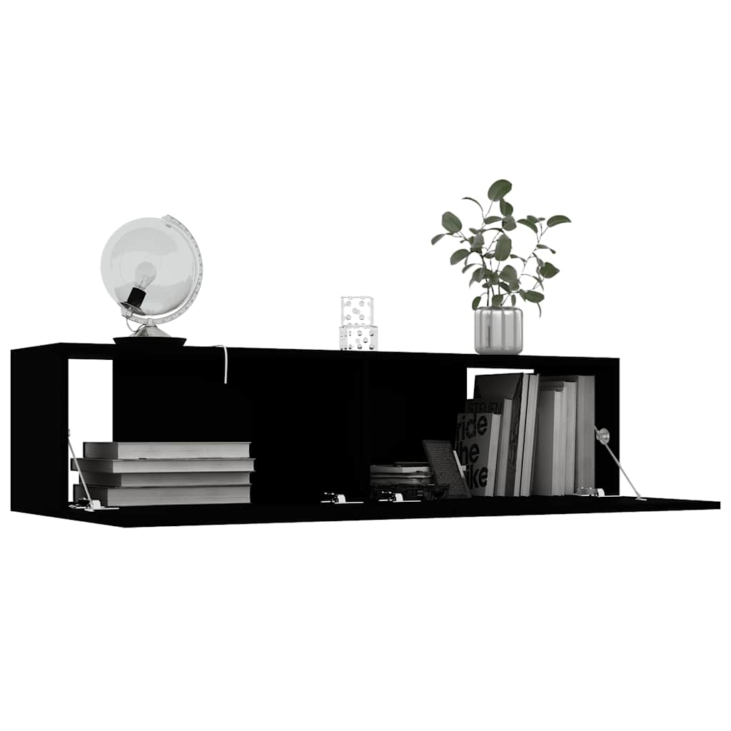 Tv-meubel 120x30x30 cm bewerkt hout zwart – afbeelding 3