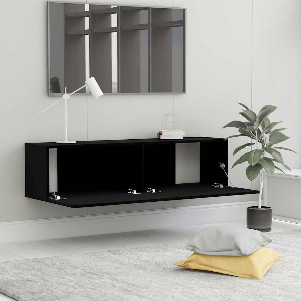 Tv-meubel 120x30x30 cm bewerkt hout zwart – afbeelding 4