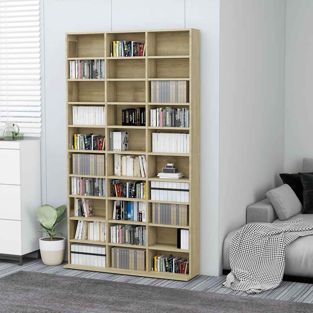 Cd-kast 102x23x177,5 cm bewerkt hout sonoma eikenkleurig