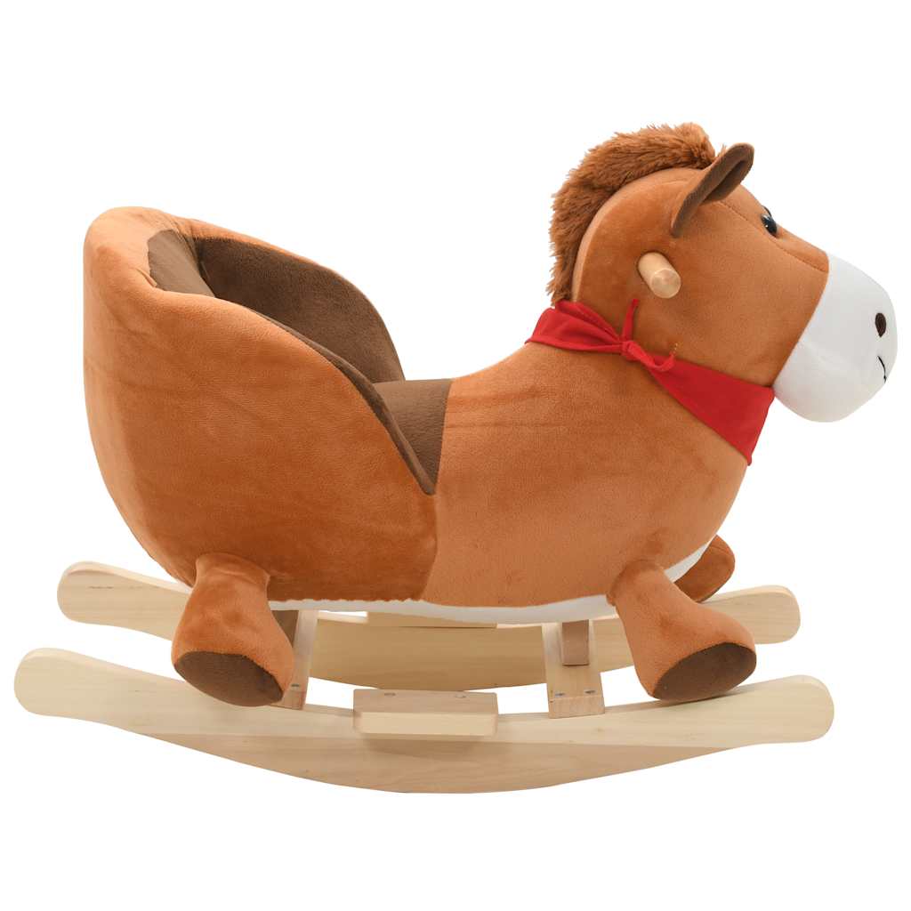 Hobbeldier paard met rugleuning 60x32x50 cm pluche bruin – afbeelding 2
