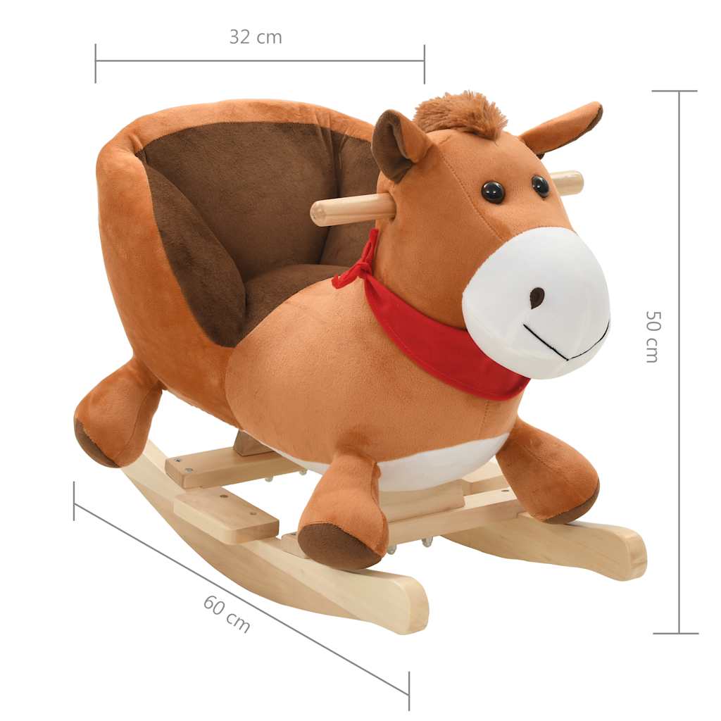 Hobbeldier paard met rugleuning 60x32x50 cm pluche bruin – afbeelding 5