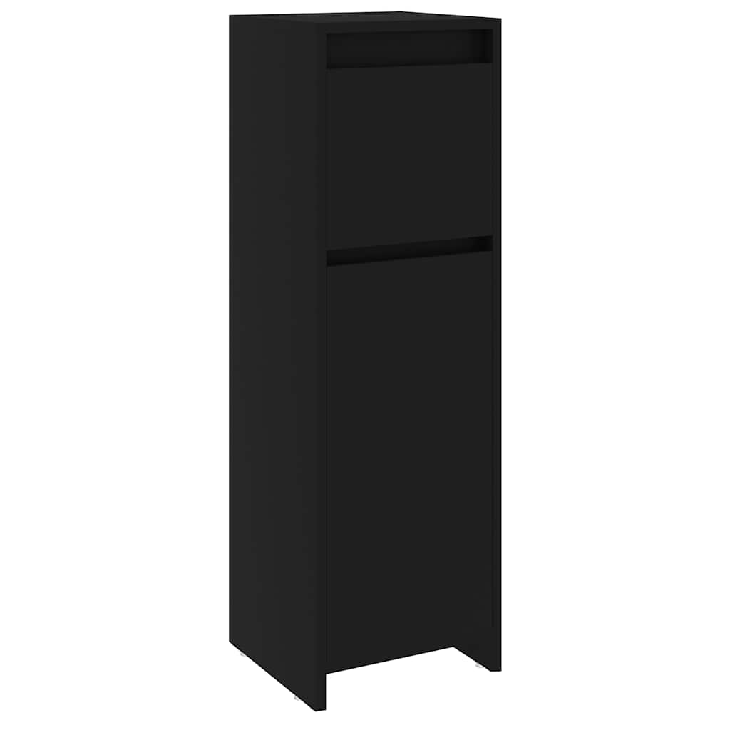 Badkamerkast 30x30x95 cm bewerkt hout zwart – afbeelding 2