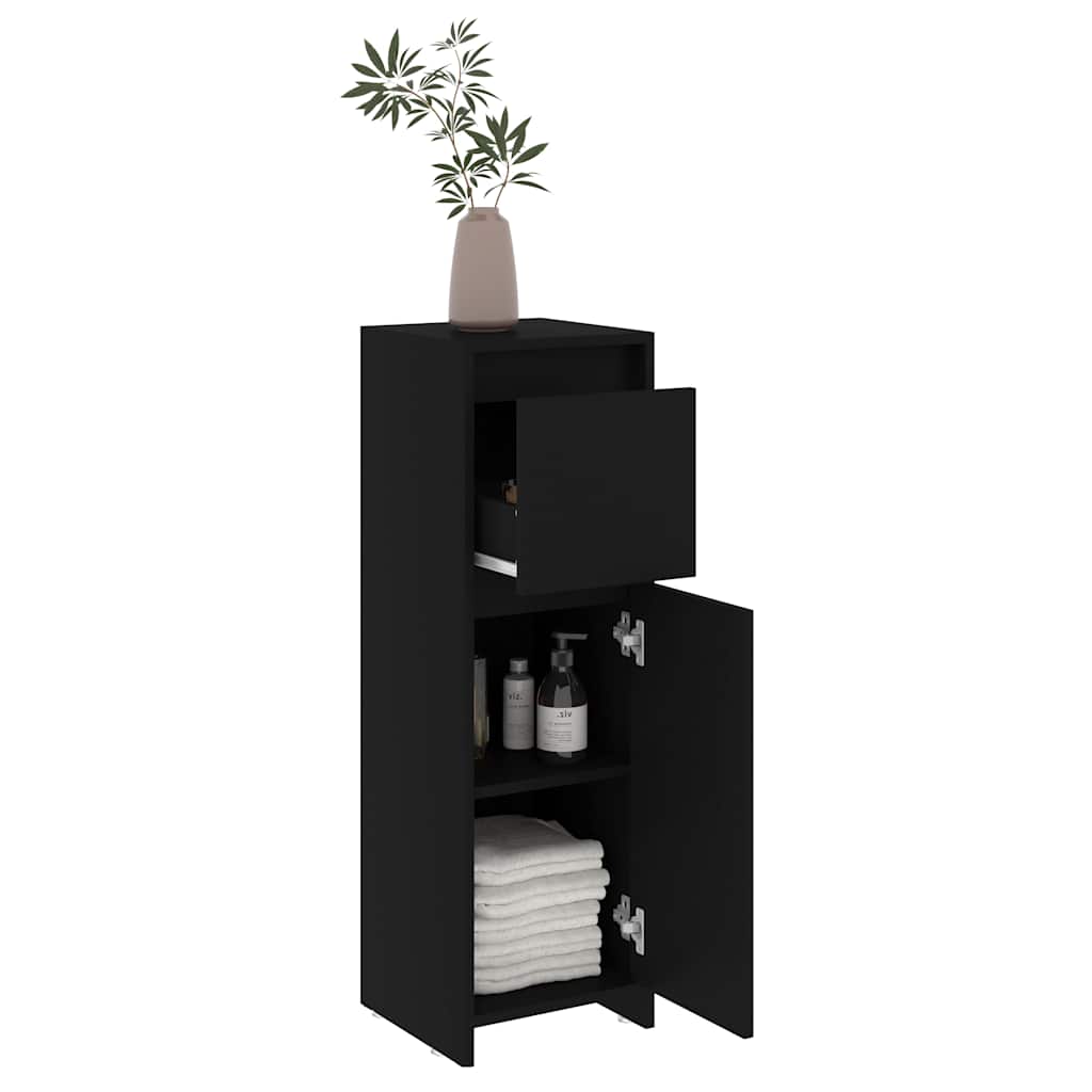 Badkamerkast 30x30x95 cm bewerkt hout zwart – afbeelding 6
