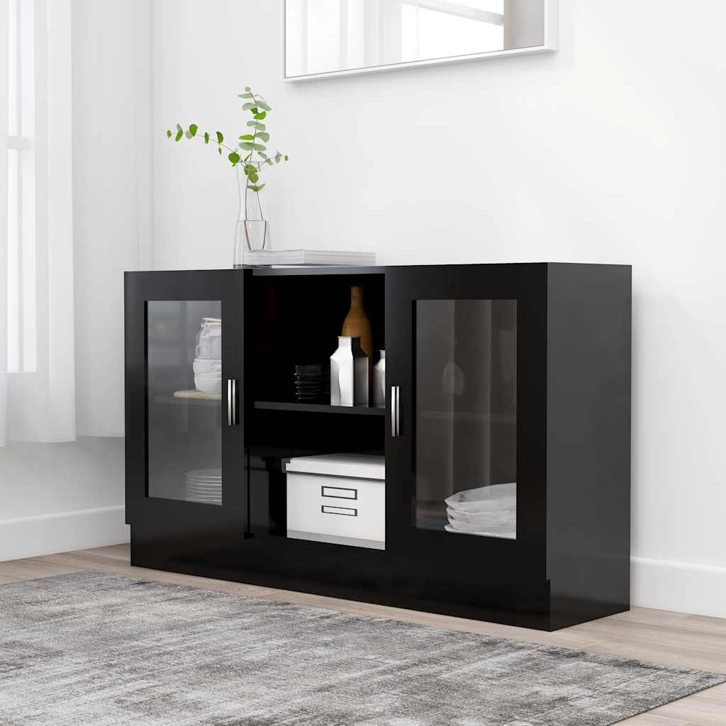 Vitrinekast 120x30,5x70 cm bewerkt hout zwart