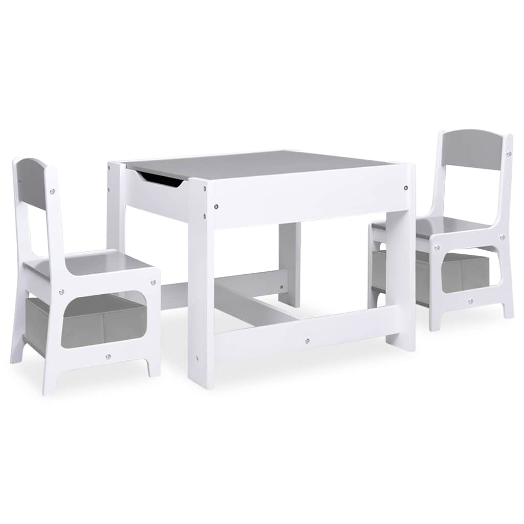 Kindertafel met 2 stoelen MDF wit – afbeelding 2
