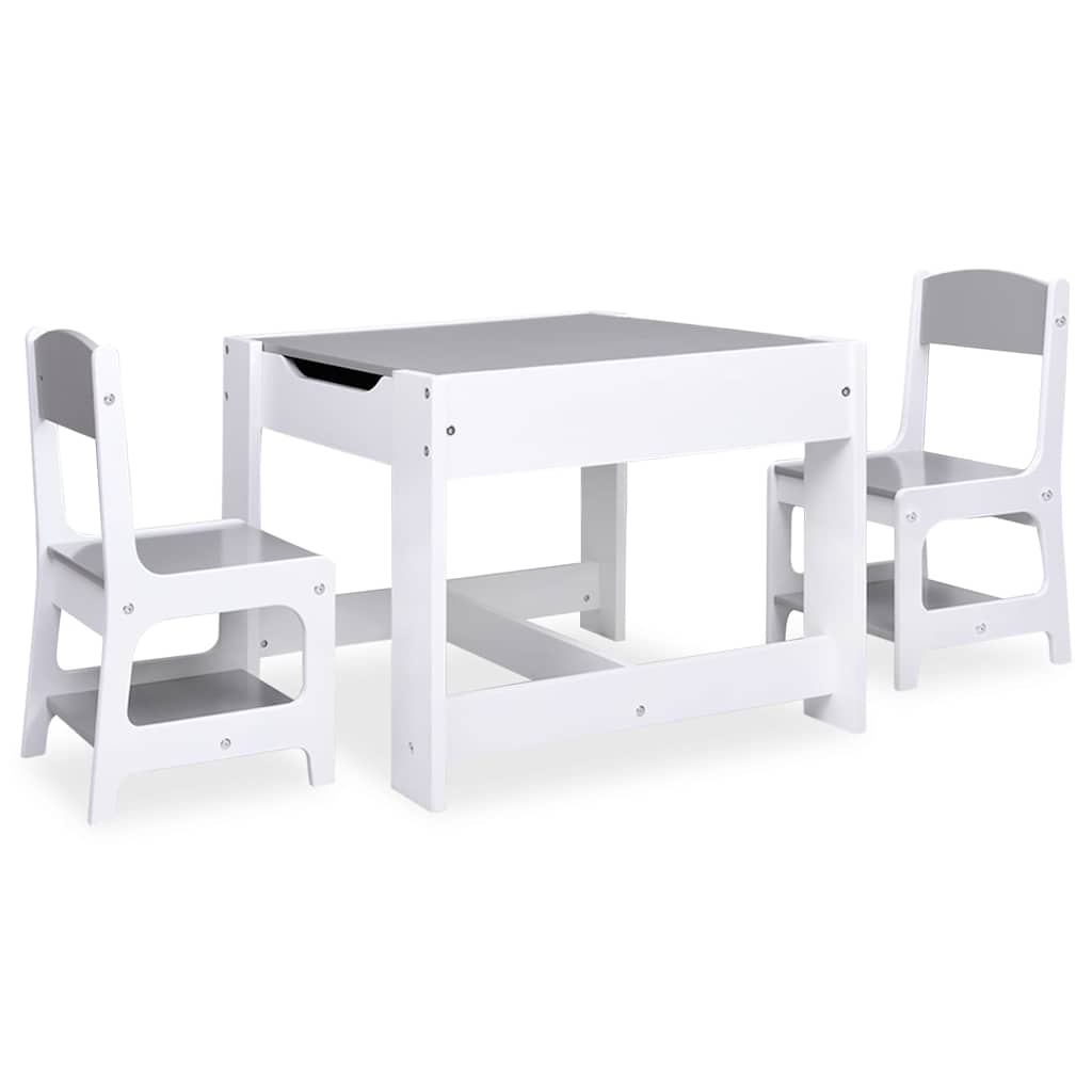 Kindertafel met 2 stoelen MDF wit – afbeelding 3