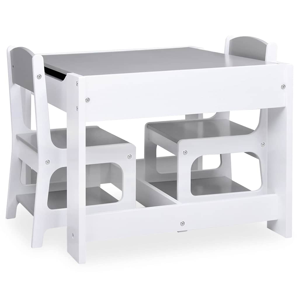 Kindertafel met 2 stoelen MDF wit – afbeelding 4