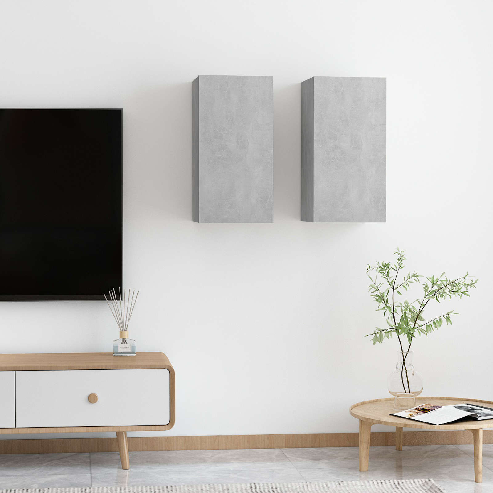 | Wand TV-kast | 2 pcs Betongrijs 30.5 x 30 x 60 cm Bewerkt hout