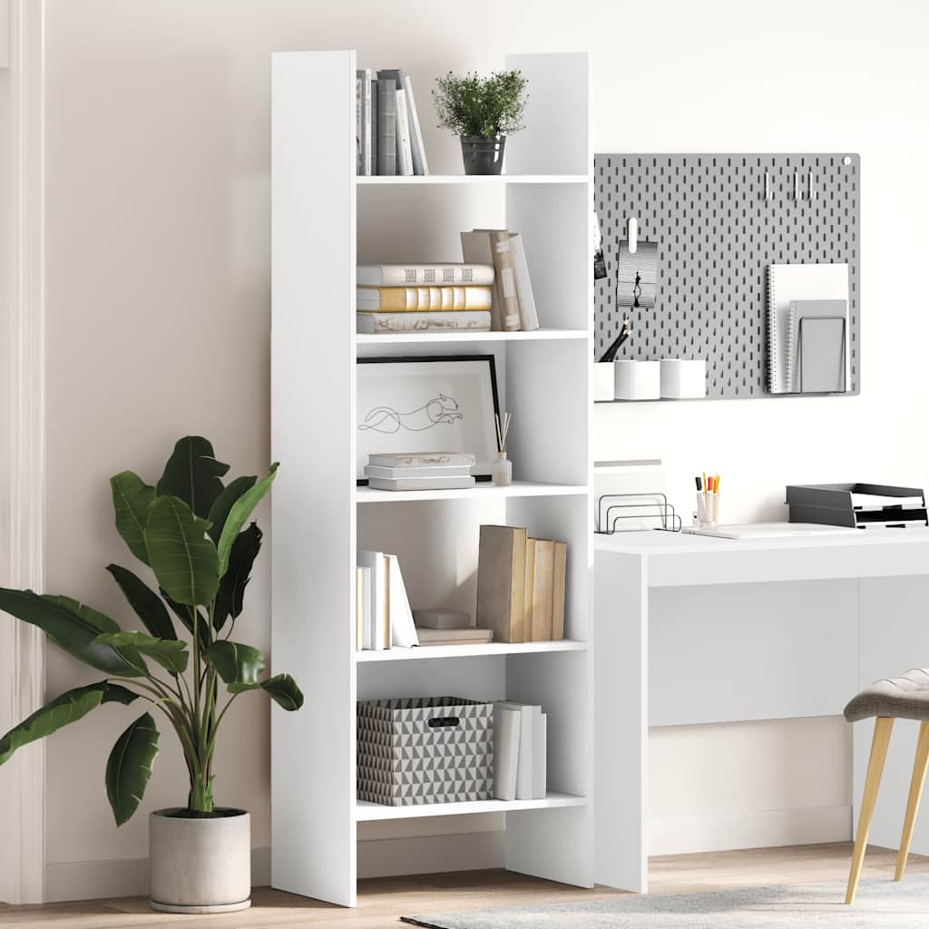 Boekenkast 60x35x180 cm bewerkt hout wit
