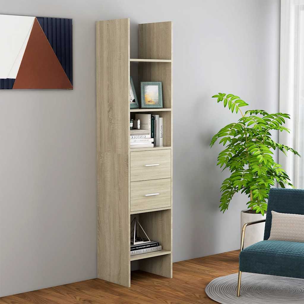 Boekenkast 40x35x180 cm bewerkt hout sonoma eikenkleurig