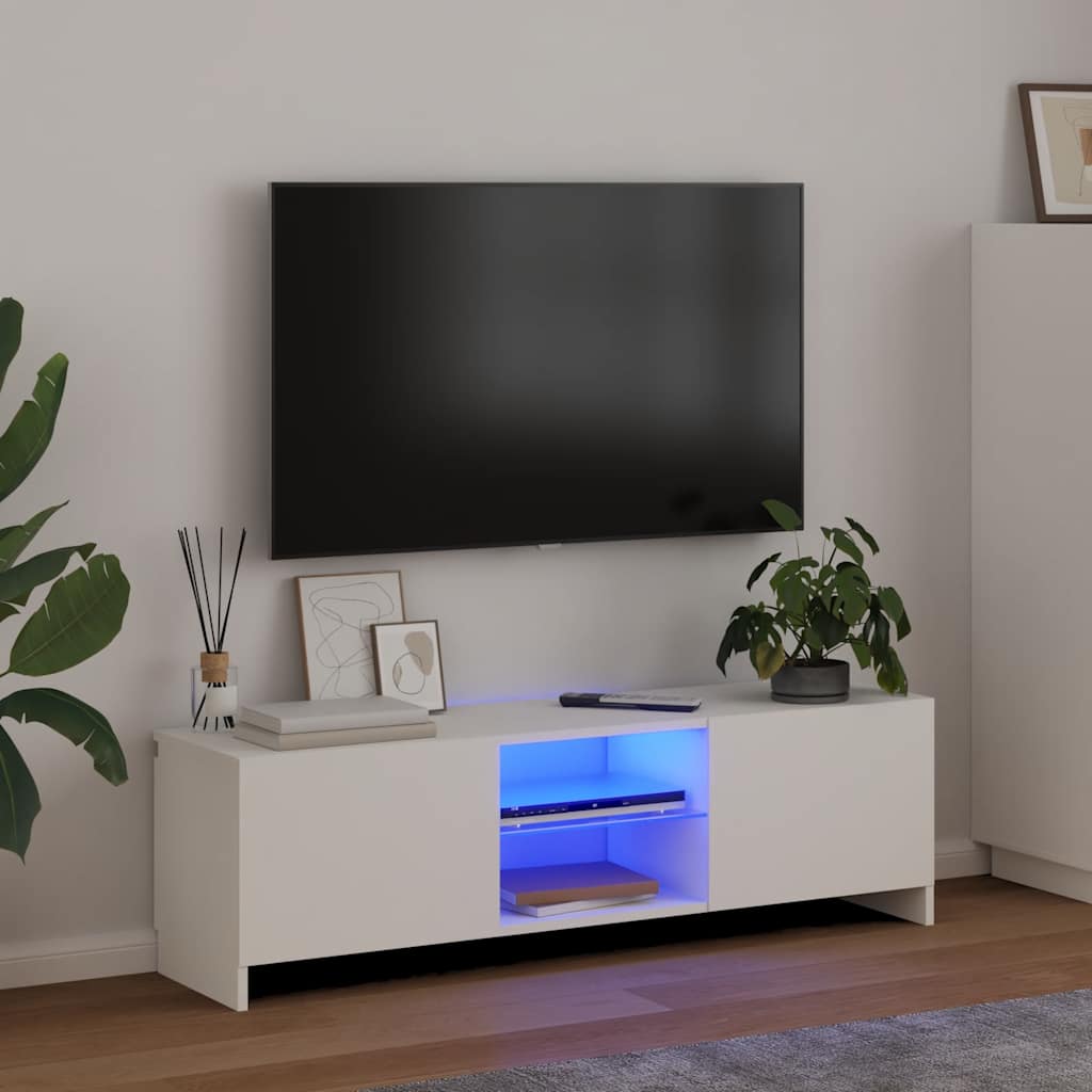 Tv-meubel met LED-verlichting 120x30x36 cm wit