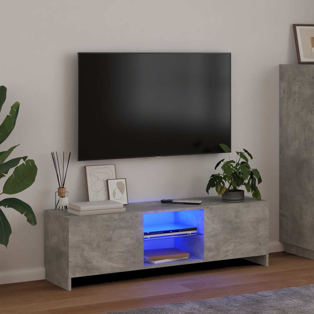 Tv-meubel met LED-verlichting 120x30x36 cm betongrijs
