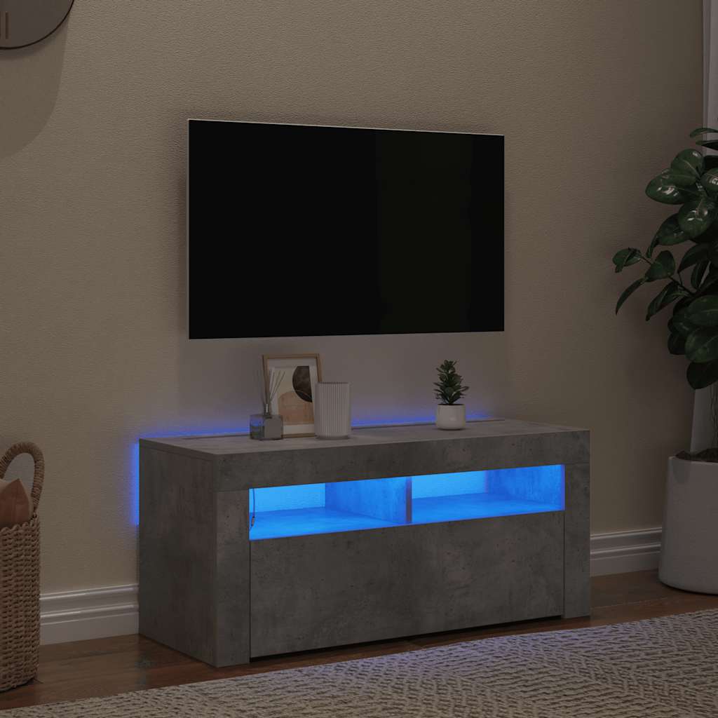Tv-meubel met LED-verlichting 90x35x40 cm betongrijs
