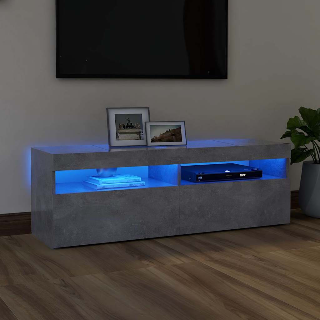Tv-meubel met LED-verlichting 120x35x40 cm betongrijs – afbeelding 1