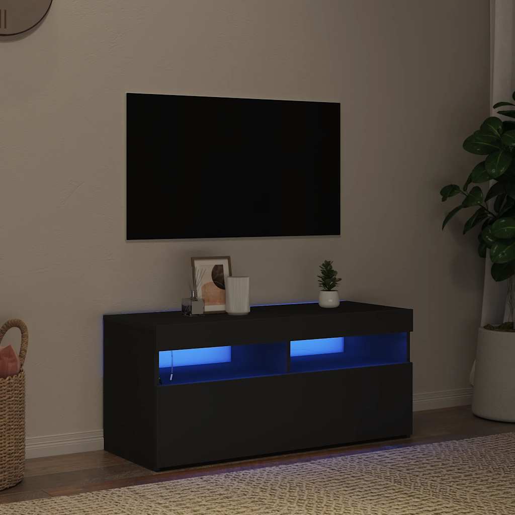 Tv-meubel met LED-verlichting 90x35x40 cm zwart