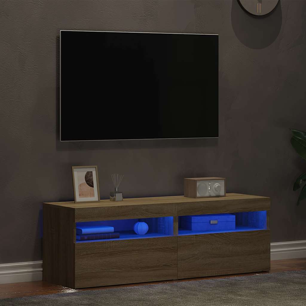 Tv-meubelen 2 st LED-verlichting 60x35x40 cm sonoma eikenkleur