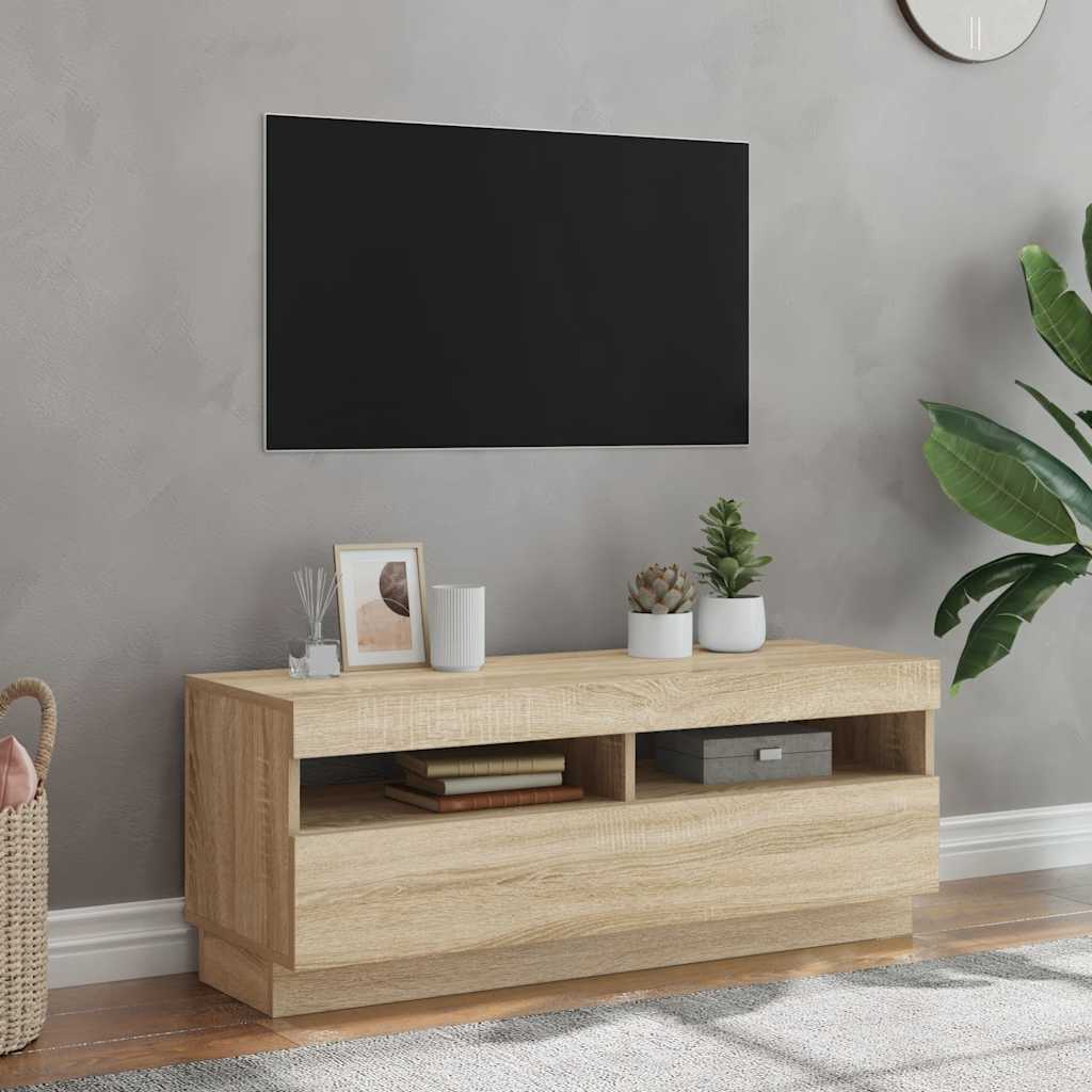 Tv-meubel met LED-verlichting 100x35x40 cm sonoma eikenkleurig