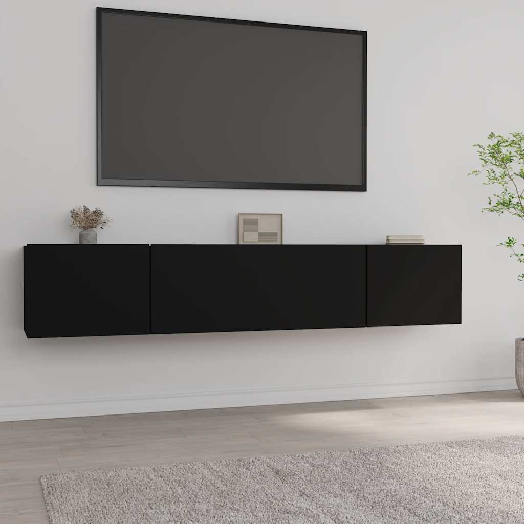 Tv-meubelen 2 st 80x30x30 cm bewerkt hout zwart – afbeelding 1