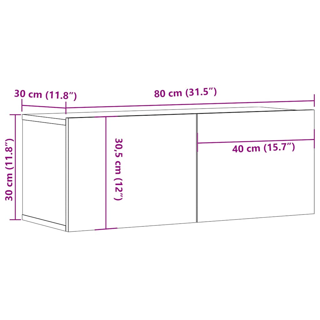 Tv-meubelen 2 st 80x30x30 cm bewerkt hout zwart – afbeelding 11