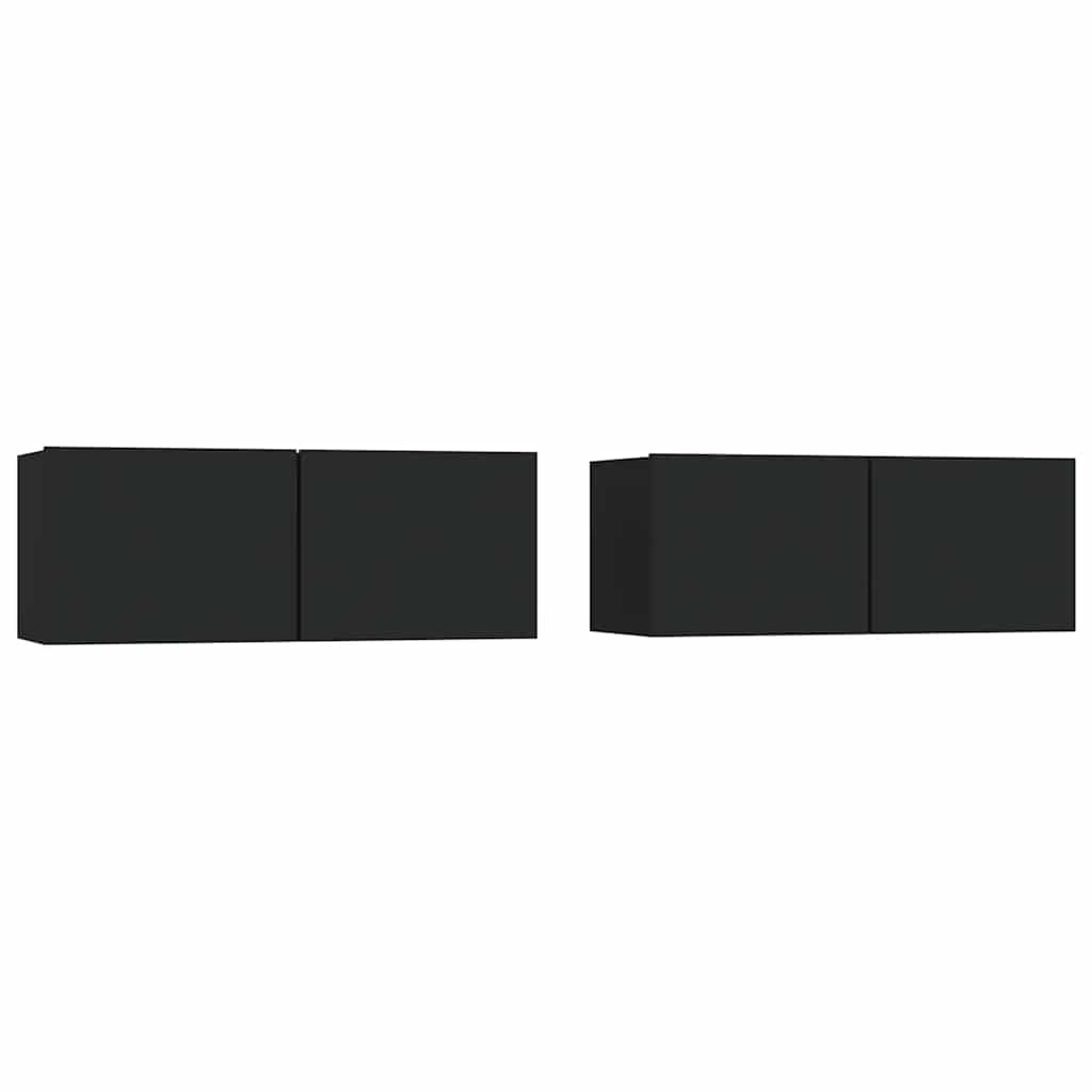 Tv-meubelen 2 st 80x30x30 cm bewerkt hout zwart – afbeelding 2