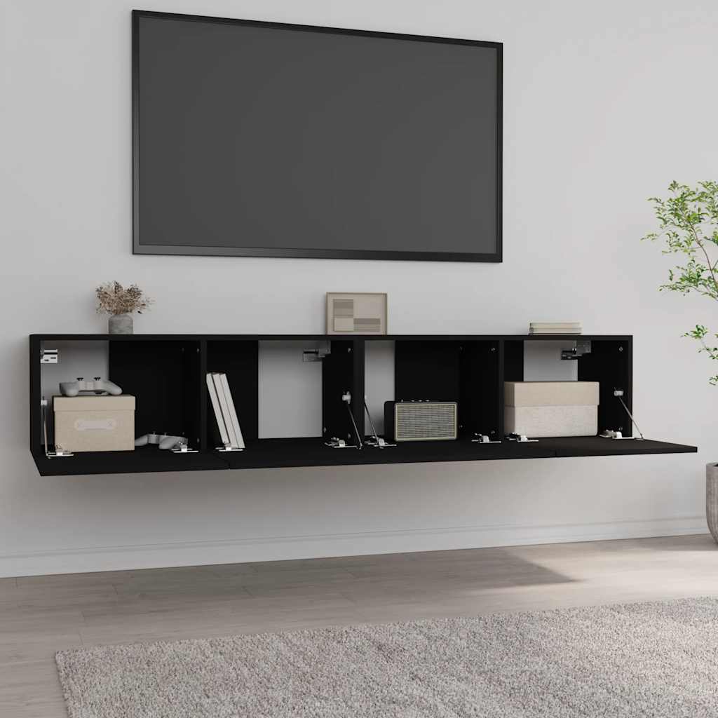 Tv-meubelen 2 st 80x30x30 cm bewerkt hout zwart – afbeelding 3