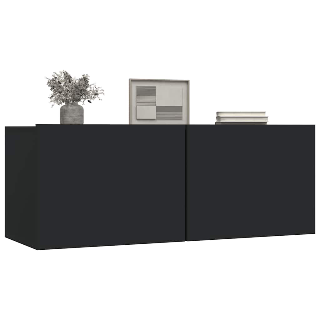 Tv-meubelen 2 st 80x30x30 cm bewerkt hout zwart – afbeelding 8
