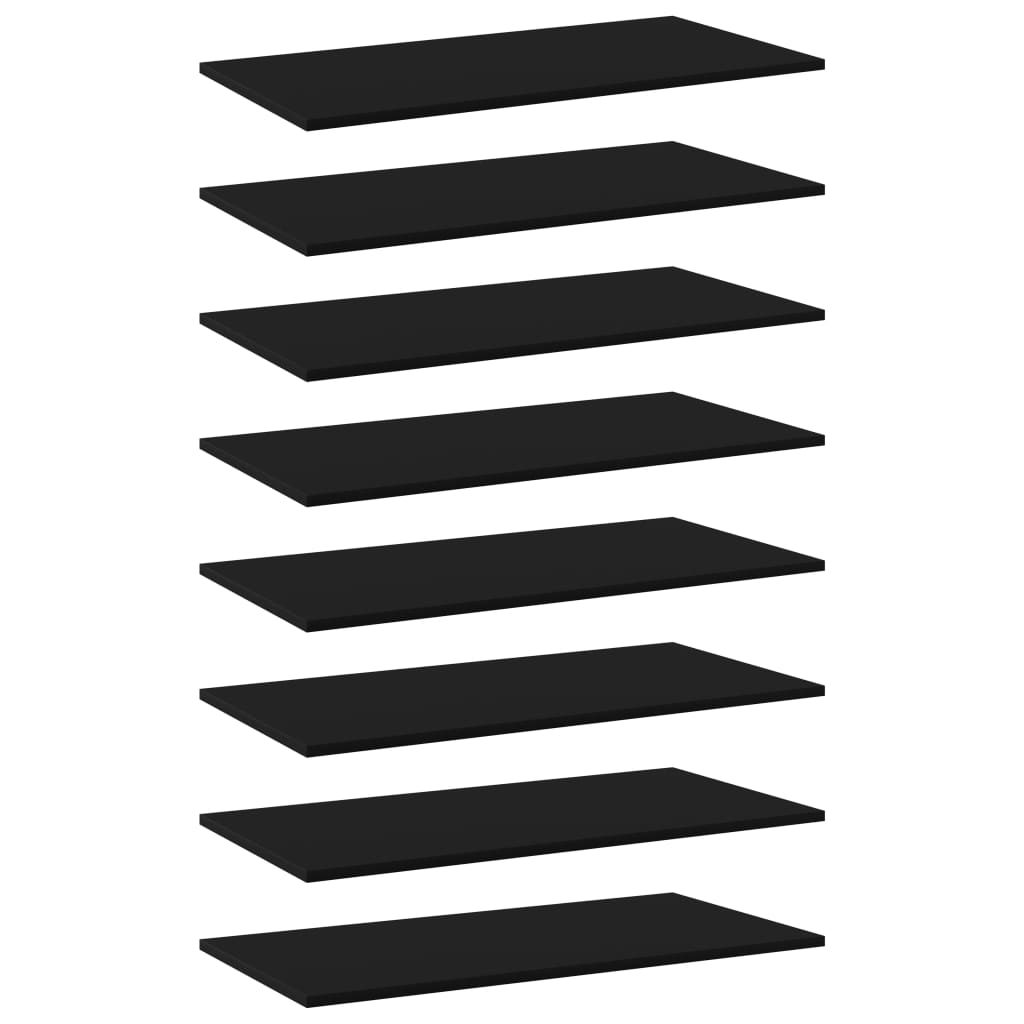 Wandschappen 8 st 80x40x1,5 cm spaanplaat zwart